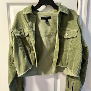 Forever 21 Corduroy Frayed Cropped Shacket